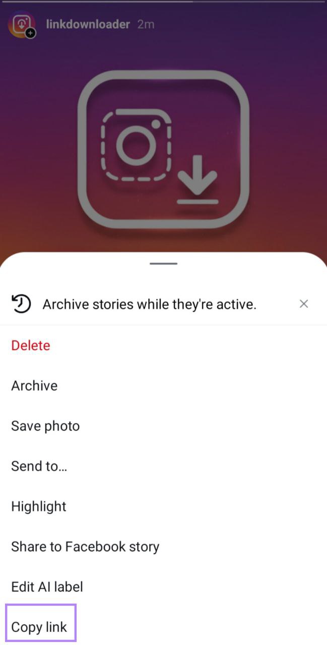 Copy Instagram link